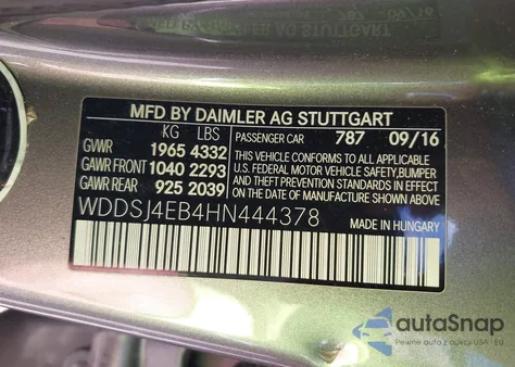 2017 Mercedes-Benz Cla 250 из США, поврежденный, VIN WDDSJ4EB4HN444378